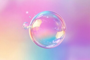 The mesmerizing colors of an iridescent soap bubble shimmer against a kaleidoscopic backdrop.