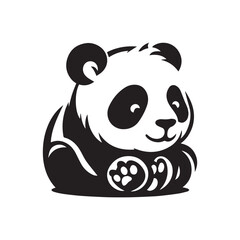 create a panda Silhouette Vector with white background 