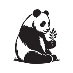 create a panda Silhouette Vector with white background 