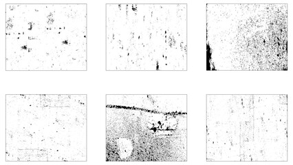 Set of Black and white grunge. Distress overlay texture. Surface dust and rough dirty wall background concept. Distress illustration simply place over object to create grunge effect. 