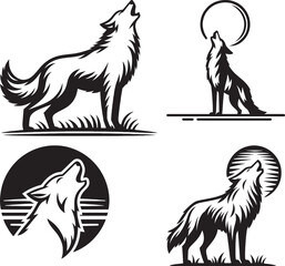 Wolves vector wolves are howling 