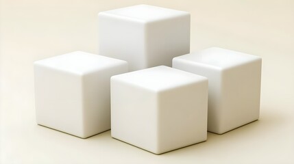 Abstract Minimalist White Cubes on Soft Background