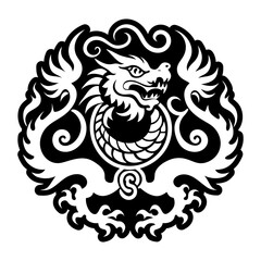 A glyph style icon of celestial dragon symbol