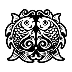 A filled style icon of golden fish tattoo