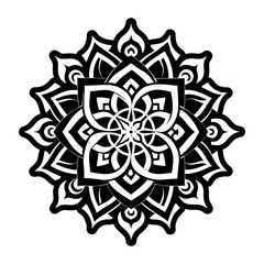 A solid style icon of mandala flower symbol