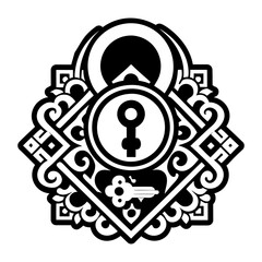 Obraz premium A glyph style icon of monastery lock symbol