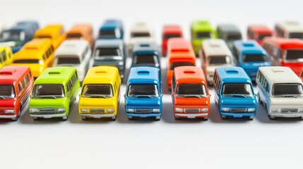 Colorful Model Cars in a Parking Lot Background