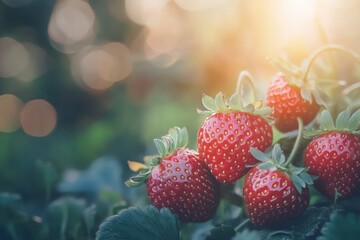Group of fresh organic strawberry macro. Fruit background