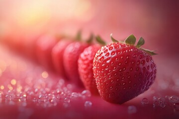 Group of fresh organic strawberry macro. Fruit background