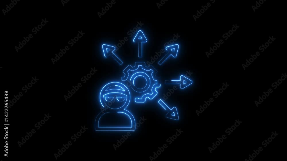 Aufkleber skilled hacker with multiple choices in neon blue glow on black background