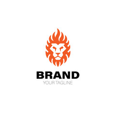 Lion Fire Logo. Lion Fire Logo Design. Lion Fire Brand. Lion Fire Logo Vector Design Isolated on White Background