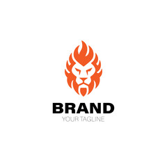 Lion Fire Logo. Lion Fire Logo Design. Lion Fire Brand. Lion Fire Logo Vector Design Isolated on White Background