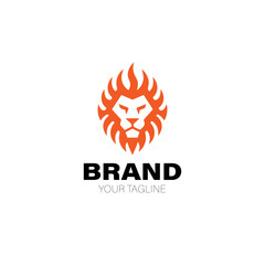 Lion Fire Logo. Lion Fire Logo Design. Lion Fire Brand. Lion Fire Logo Vector Design Isolated on White Background