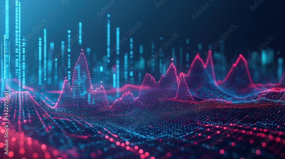 Aufkleber abstract visualization representing financial data with rising peaks and troughs