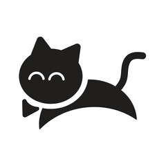 Black Cat Vector Icon on White Background