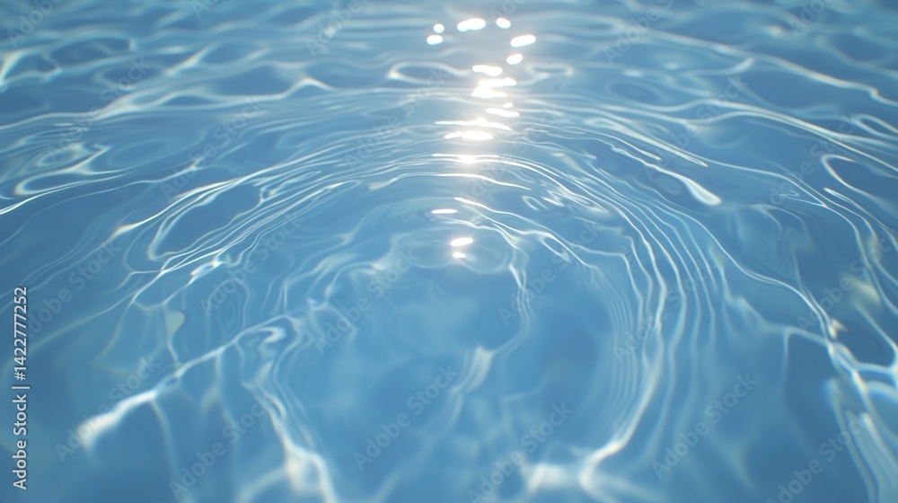 Poster a serene close-up of shimmering water ripples reflecting sunlight, creating a tranquil and calming a