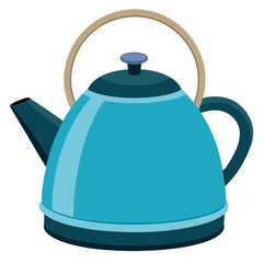 kettle white background vector art illustration