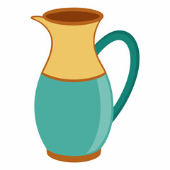 Ceramic jug on white background  vector art illustration