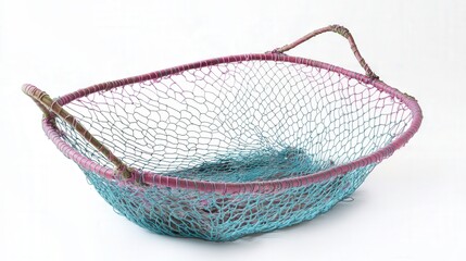 Obraz premium Vibrant Isolated Fishing Net on White Background