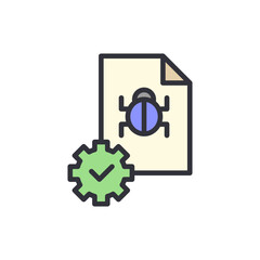 Bug fix colored icons, minimalist vector illustration ,simple transparent graphic element .Isolated on white background