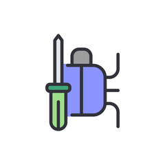 Bug fix colored icons, minimalist vector illustration ,simple transparent graphic element .Isolated on white background