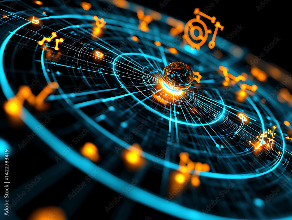 Poster exploring data visualization techniques digital space infographic design futuristic environment aeri