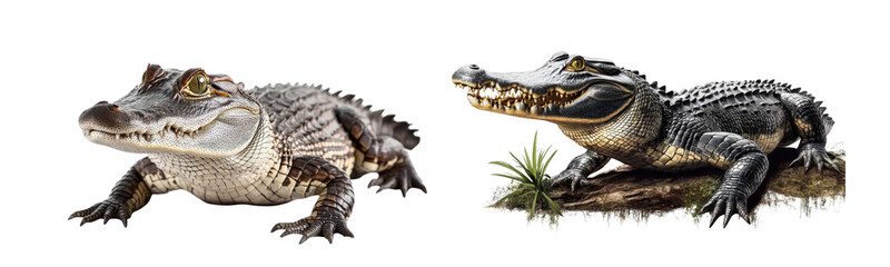 Obraz premium alligator pair on white background wildlife photography