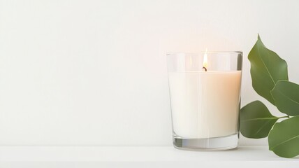 Cozy Scandinavian interior featuring candlelight in a minimalist setting. Perfect for relaxation and ambiance.