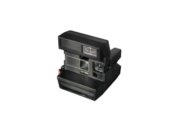 Transparent Black Polaroid Vintage Instant Film Camera Angled Clipped