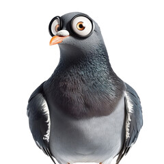 cartoon pigeon with glasses on transparent background