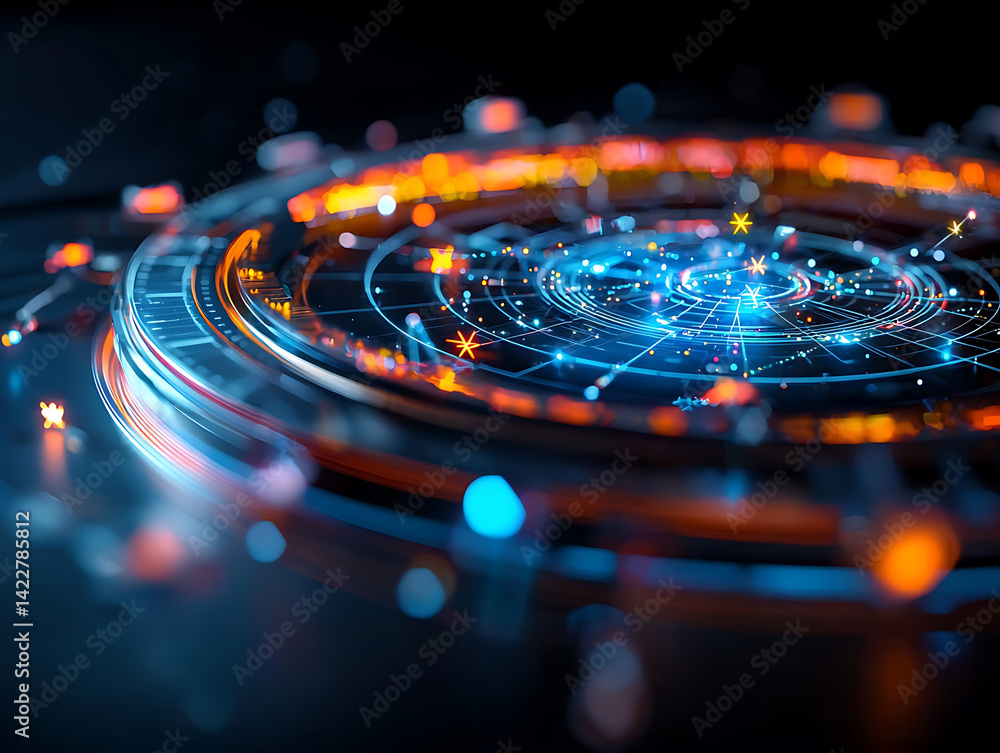 Poster exploration of cosmic patterns in digital art virtual space graphic visualization abstract environme