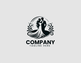 Obraz premium Beautiful Wedding Couple Romantic Gestures Design Logo