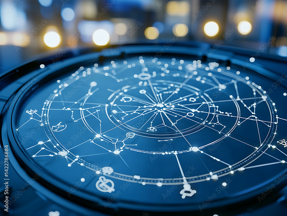 Poster exploring celestial patterns astrological chart digital space infographic night abstract concepts