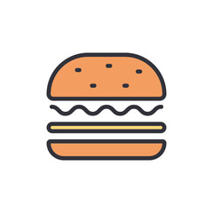 Burger colored icons, minimalist vector illustration ,simple transparent graphic element .Isolated on white background