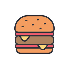 Burger colored icons, minimalist vector illustration ,simple transparent graphic element .Isolated on white background
