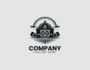 Rural Barn Prominent Door Design Vector Logo Design