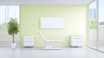 Fototapeta premium Dental treatment room design modern clinic interior photography bright environment minimalist view
