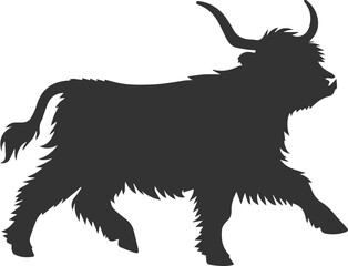 Highland cattle animal running silhouette vector