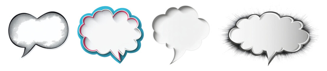 speech bubble vector set, white isolated on white background