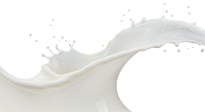 A close up view of a dynamic splash of white liquid against a black background creating motion effect