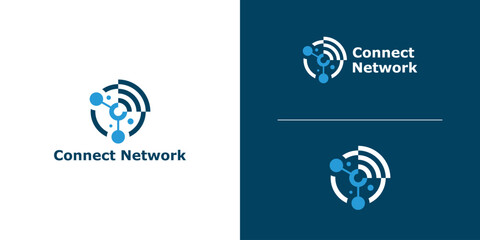 logo design combination of signal and connection, logo design modern technology, symbol, icon, idea, creative.