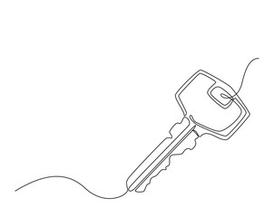 Simple key house outline drawing illustration. one continuous line drawing of Key house.