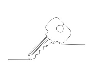 Simple key house outline drawing illustration. one continuous line drawing of Key house.