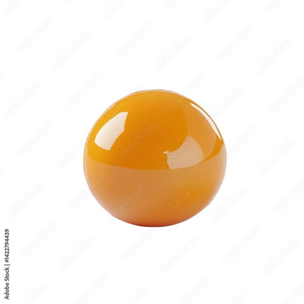 Poster Spherical amber object casting reflections against a deep black background