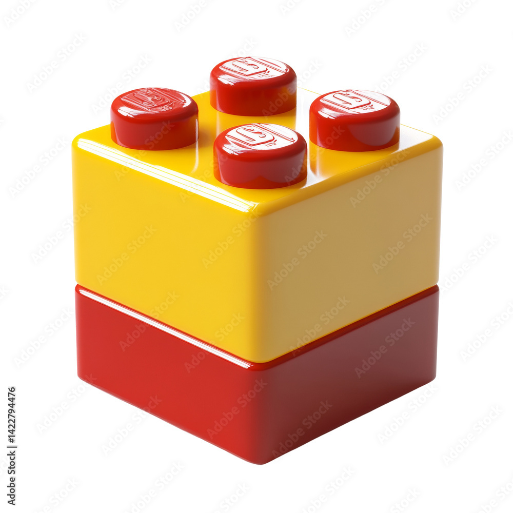 Poster isolated interlocking brick toy with vivid contrast showing precise design elements