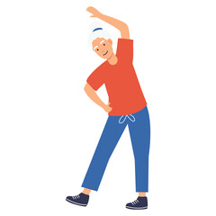 Elderly Pensioner Activity Character. Vector Illustration in Cartoon Style.
