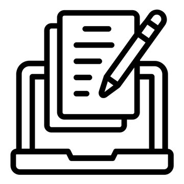 laptop with documents and pen clip art preview