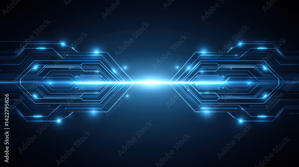 Aufkleber stunning visual of ai technology showcasing intricate circuit patterns illuminated by vibrant blue l