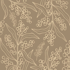 Elegance Wedding drawn mono-line floral botanical flower pattern background design