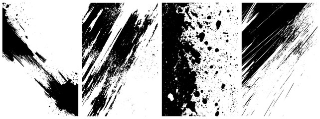 Grunge Ink Brush Strokes and Splatter Texture Set